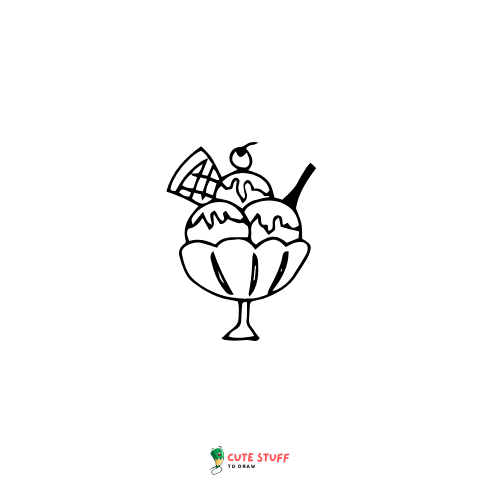 a drawing of a sundae